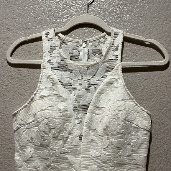 Minuet White Sequin Dress Size S Floral Pattern Sleeveless Prom Formal Wedding - Picture 3 of 12